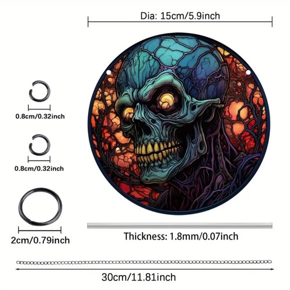 Zombie Suncatcher Halloween Evil Dead Creepy Spooky Scary Horror In/Outdoor - Picture 3 of 4